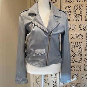 IRO Light distressed Blue Leather Jacket